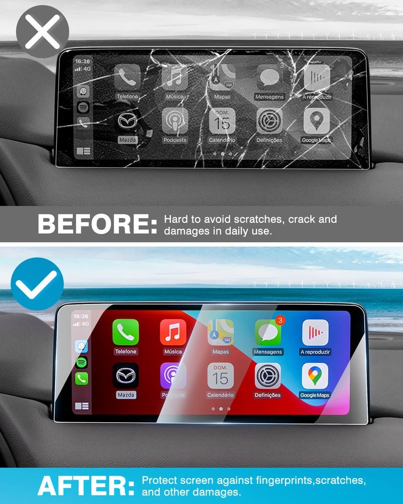 [ترقية] حزمة 2 مازدا CX5/CX-9 موديل 2021~2025 واقي شاشة 10.25 بوصة [متين عسكري] [بدون وهج وبصمة إصبع] لشاشة ملاحة باللمس، شاشة حماية فيلم، زجاج مقوى - Image 3